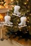 Christmas Pine Tree Ornament Set of 3 Silver Ice Skates 12 cm - 4