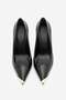 Women's Stiletto Pointed Toe Gold Detailed Classic Heeled Shoes Ginez Black - 7