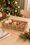 Christmas Cardboard Bowl with Cream Snowman and Pine Tree Pattern - 2