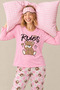 Women's Rules Teddy Bear Printed Single Jersey Long Sleeve Pajama Set - 3