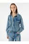 Classic Collar Buttoned Pocket Stoned Denim Light Indigo Women's Jacket 6Wal50005Md - 2