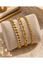 Steel 3-Piece Women's Combination Bracelet Set / Crushed Chain / Twisted Chain / Ring Chain Gold Color with Extension Chain - 4