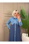 Women's 2-Piece Tunic Suit with Denim Pants Two Yarn Cotton Modern Design N-05511 _ Blue - 3