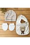 100% Cotton Newborn Baby Hospital Discharge Set 5 Pieces - Teddy Bear Patterned Brown - 4