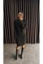 Women's Black High-Neck Knitted Motif Crop Sweater and Knit Dress Set