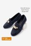 Women's Loafer Genuine Leather Buckle Moccasin Casual Shoes Nador Navy Blue Suede - 2