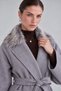 Cuffed Collar Belted Cashmere Coat Gray - 4