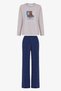 Gray Melange Winter Trip Christmas Patterned Cotton Long Sleeve Pants Pajama Set - 5