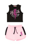 Rock Life Girls' Black and Pink Summer Cropped t-shirt and Shorts Set - 3