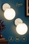 Rain Sconce 2 Pieces White-White Globe Glass, Modern Decorative Sconce, 2-Globe Glass Wall Sconce, Decorative Wall Lighting, Living Room, Bedroom and Hallway Lighting