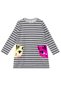 Girl's Winter Cat Patterned Gray Long Sleeve Dress 2-8 Years - 3