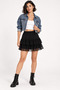 Women's Layered Tulle Mini Skirt – Black & Brown Color Options, High Waist Elastic Chiffon Skirt