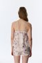 Pastel Beige Petal Satin Floral Athlete Pajama Top - 2
