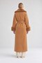 Brown Collar Sleeves Fur Detailed Coat - 3
