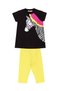 Zebracorn Black Yellow Ruffled Girls' Summer T-Shirt Tunic Leggings Set - 3