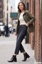 Women's Black Zippered Thick Heeled Boots - 4