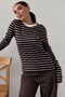 Bitter Coffee Striped Crew Neck Long Sleeve Women's T-Shirt Mg2923 - 5