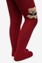 Girl's Pretty Teddy Bear Burgundy Pantyhose - 6