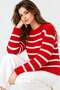 New Product Women's Striped Soft Textured Crew Neck Long Sleeve Knitwear Sweater - 3