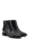 Women's Black Zippered Thick Heeled Boots - 5
