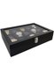 Black Leather 15-Piece Glass Watch Box St15-68 - 3