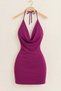 Halter Neck Degaje Collar Mini Backless Stylish Dress New Year's Collection - 2