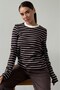 Bitter Coffee Striped Crew Neck Long Sleeve Women's T-Shirt Mg2923 - 4