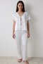 Bridal Satin Shirt Pants Off-White Pajama Set