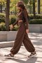 Women's 3 Thread Yarn Ruffled Waist Folded Hem with Stopper Loose Leg Sweatpants Cty-Çtn-9789 - 2
