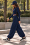 Women's 3 Thread Yarn Ruffled Waist Folded Hem with Stopper Loose Leg Sweatpants Cty-Çtn-9789 - 2
