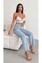 Light Blue Regular Waistline Front Stone Stylish Women's Pants - 4