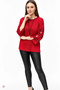 Women's red bicycle collar, slit sleeve and skirt, lycra soft textured glitter thin mercerized knitwear - 3