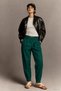 Green Darted Leg Elastic Trousers