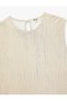 Sleeveless, Bicycle Neckline, Pleated, Shiny, Belted Midi Pencil Dress. - 5