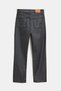 Women's Waxed High Waist Straight Cut Stretch Fabric Jeans - Leg Detail - 2