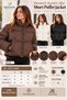 Women's Stand Collar Short Puffer Coat with Zipper Pockets Winter Coat - 5