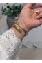 Gold color steel band women wrist watch - 2