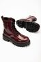 842-356 Claret Red Patent Leather Laced Zippered Daily Women's Boots - 5