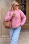 Women's pink knit half oversized wide sleeve sweater