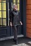 Laser Cut Leather Lined Sleeves Jeans Cap - 5