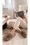 Women's Brown Closed-Front Extra Long Soft Furry House Slippers 2cm Bynd04 - 2