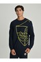 S.K. 25/26 Season Tribün All over Print Logo Men's Sweatshirt Dark Blue - 4