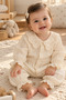 Baby Girl Muslin Jumpsuit 100% Cotton Cream Embroidered Collar Lace Ruffle Special Occasion Jumpsuit Without Booties Baby Girl Jumpsuit Snap Fastener Jumpsuit - 3
