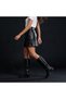 Black Genuine Leather Below-Knee Ankle Strap Women's Inner Zipper Riding Boots - 3