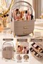 Transparent Multi-Compartment Makeup & Cosmetic Organizer with Lid Beige