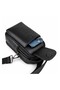 Men's Black Multi-Compartment Hand and Shoulder Bag with Flap - 4