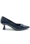 Feles 5 cm Heel Buckle Detailed Stiletto Women's Shoes Dark Blue - 2