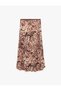 Slim Fish Form Bambi Patterned Satin Midi Skirt - 6