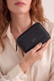 2754 Black detail Genuine leather Women's wallet card holder clutch BLACK - 3