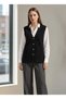 Kisa Muska Patterned Vest with Pockets and Buttons, Large Size Vest - 3